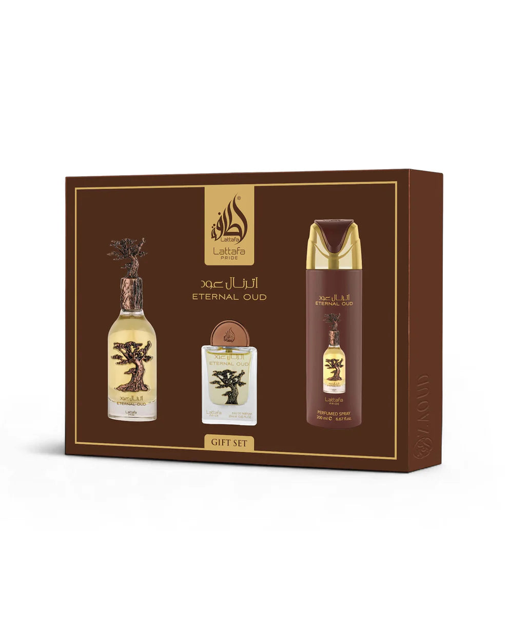 Conjunto Perfume + Miniatura + Desodorizante - ETERNAL OUD by Lattafa