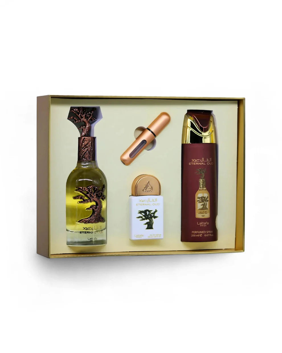 Conjunto Perfume + Miniatura + Desodorizante - ETERNAL OUD by Lattafa