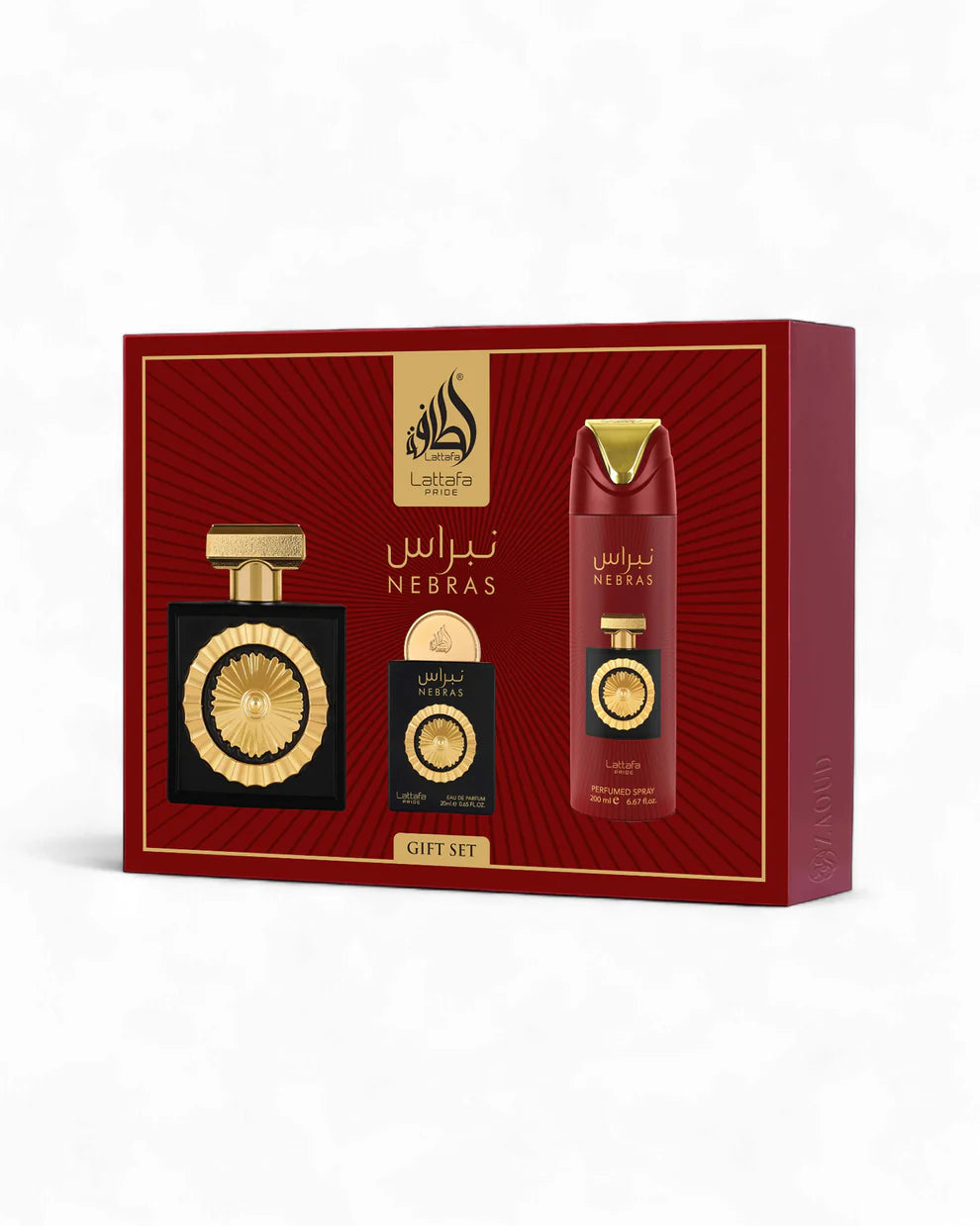 Conjunto Perfume + Miniatura + Desodorizante - NEBRAS by Lattafa