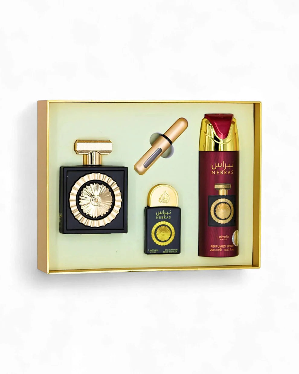 Conjunto Perfume + Miniatura + Desodorizante - NEBRAS by Lattafa
