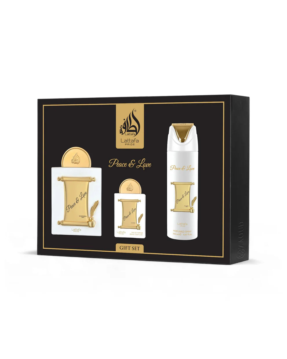 Conjunto Perfume + Miniatura + Desodorizante - Peace and love by Lattafa