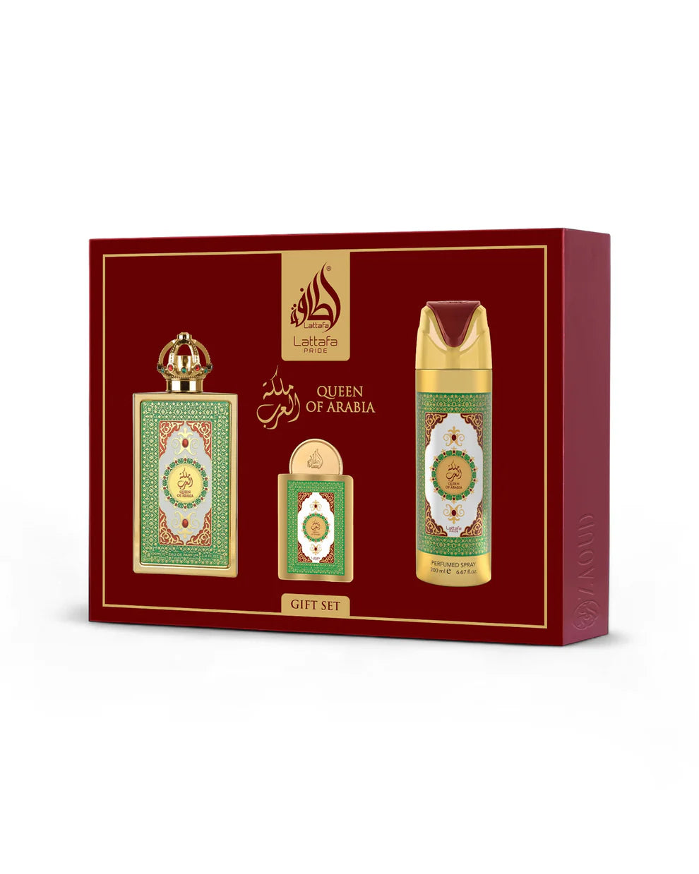 Conjunto Perfume + Miniatura + Desodorizante - QUEEN OF ARABIA by Lattafa